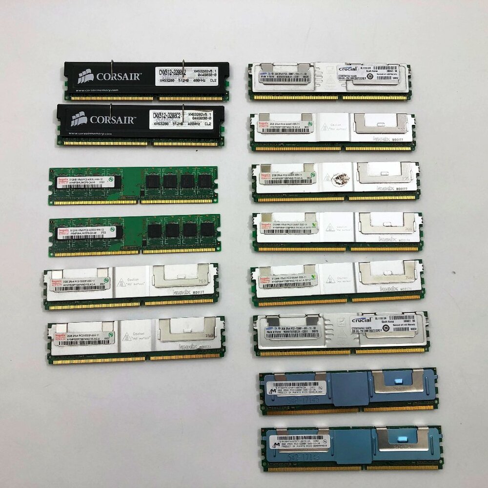 Assorted RAM Lot of 14 6/512MB 6/2GB 2/8GB Corsair Hynix Samsung Untested